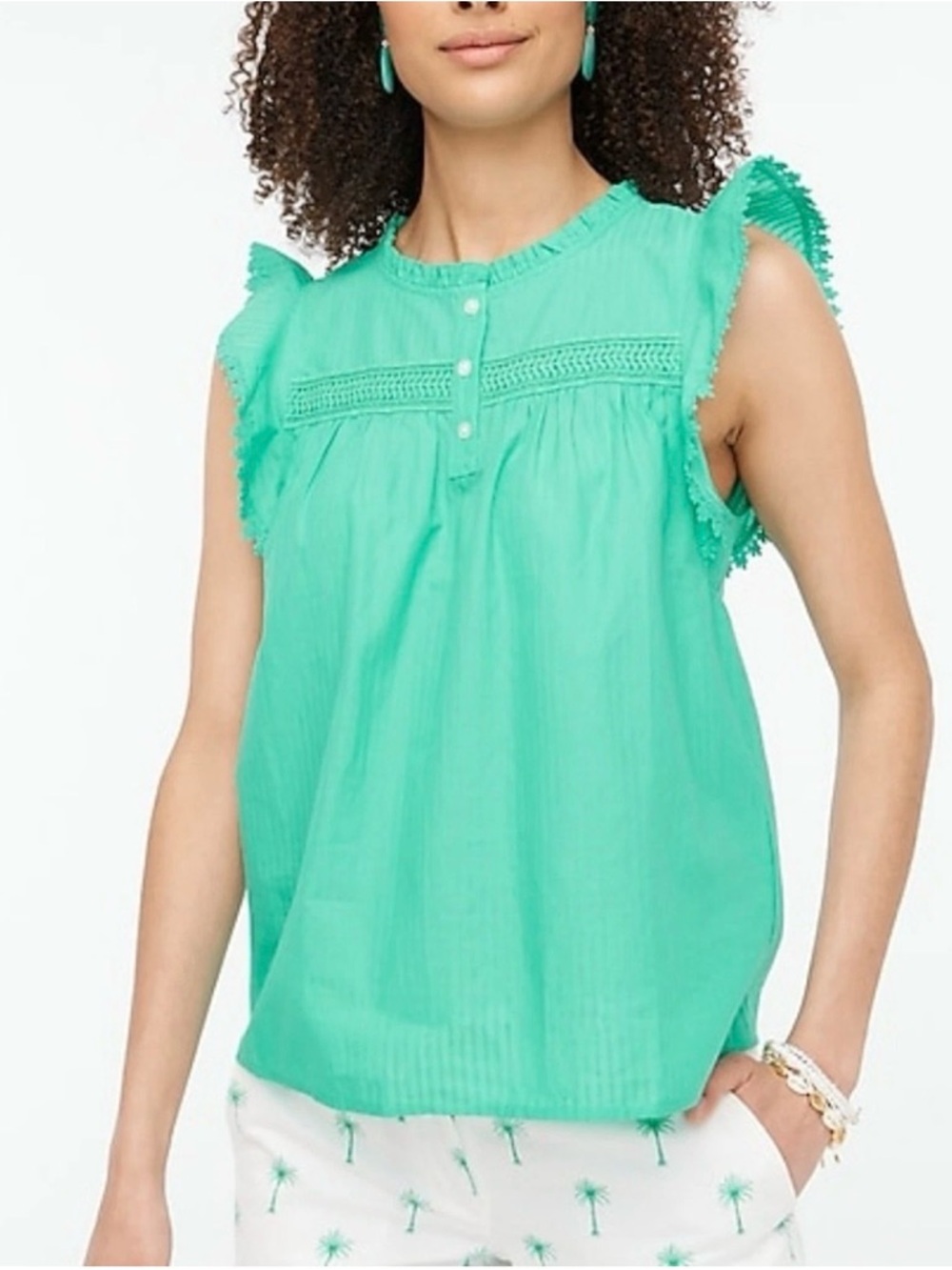 J.crew Flutter Sleeve Top | Cotton Blouse
